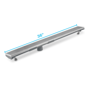 QM Lagos Series. 36″ Adjustable Kit (2″ outlet):  Perforated Line. Satin