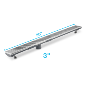 QM Lagos Series. 36″ Adjustable Kit (3″ High Flow outlet):  Perforated Line. Satin