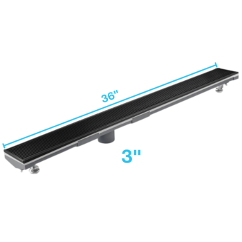 QM Lagos Series. 36" Adjustable Kit (3" High Flow outlet):  Wedgewire Line. Black
