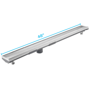 QM Lagos Series. 48″ Adjustable Kit (2″ outlet):  Mist (Tile-in) Line. Satin
