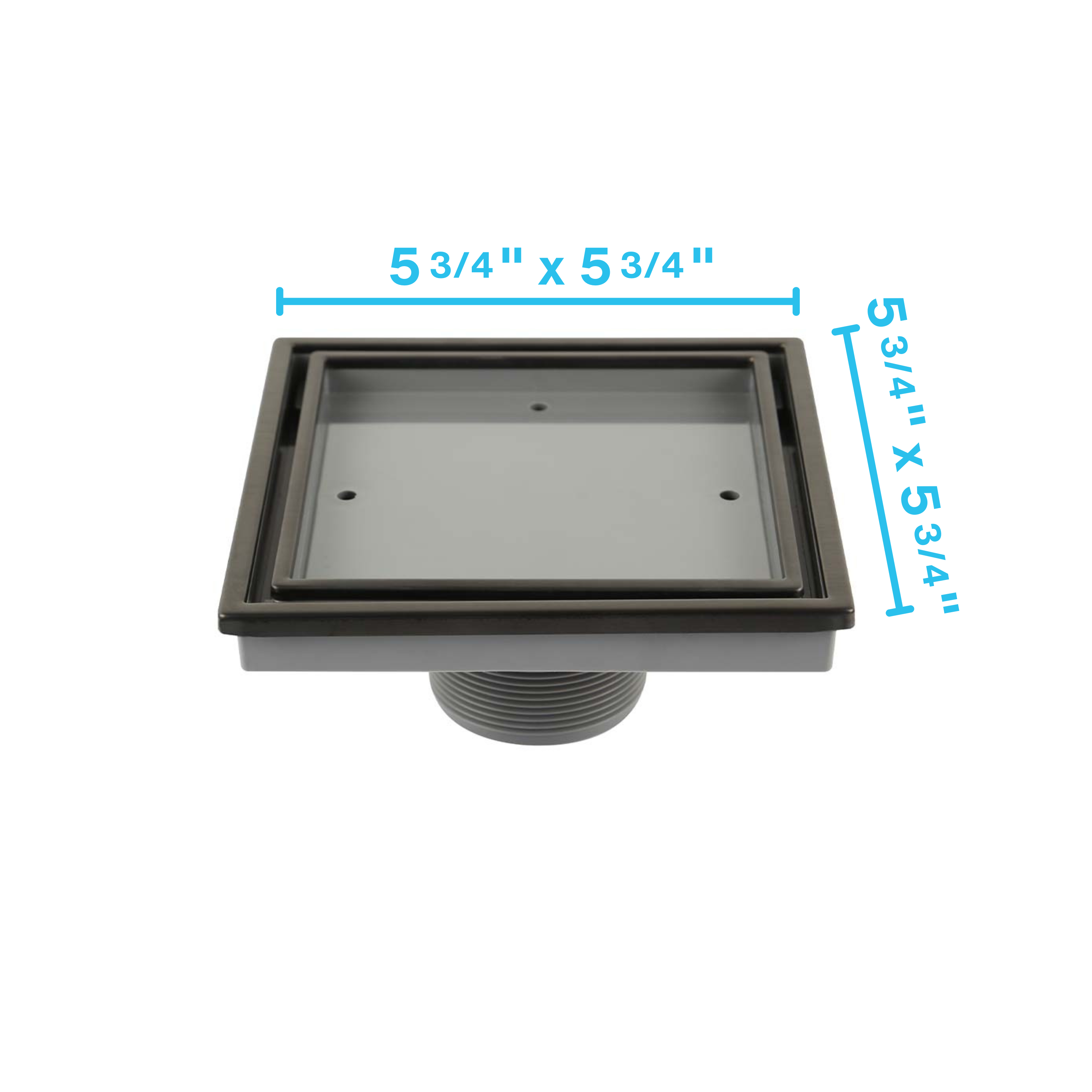 QM Lagos Series. Veil Line. 5 3/4" Square Drain. Black