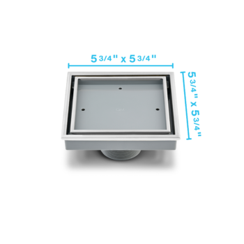QM Lagos Series. Veil Line. 5 3/4" Square Drain. Polished fin.
