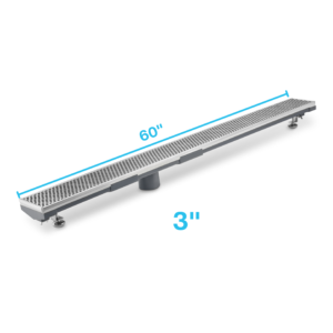QM Lagos Series. 60″ Adjustable Kit (3″ High Flow outlet):  Perforated Line. Satin