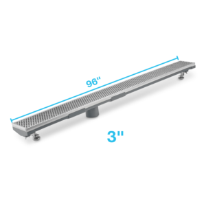 QM Lagos Series. 96″ Adjustable Kit (3″ High Flow outlet):  Perforated Line. Polished