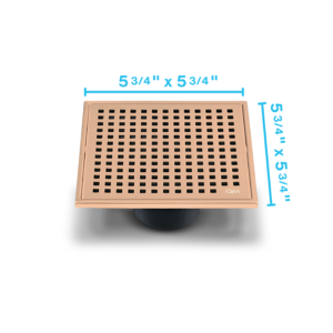 QM Lagos Series. Mira Line. 5 3/4″ Square Drain. Bronze