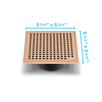QM Lagos Series. Mira Line. 5 3/4" Square Drain. Bronze