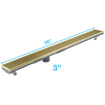 QM Lagos Series. 36" Adjustable Kit (3" High Flow outlet):  Wedgewire Line. Gold