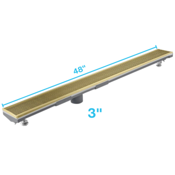 QM Lagos Series. 48" Adjustable Kit (3" High Flow outlet):  Wedgewire Line. Gold