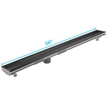 QM Lagos Series. 36" Adjustable Kit (2" outlet):  Mist (Tile-in). Black Finish