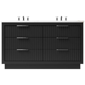 Vander 72″ LeCrieú Double Drawer Bath Vanity In Noir