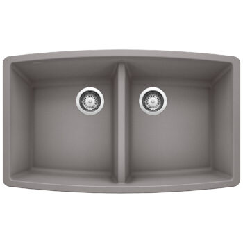Blanco Performa SILGRANIT 33" 50/50 Double Bowl Undermount Kitchen Sink - Metallic Gray