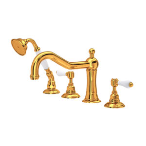 ROHL Acqui® 4-Hole Deck Mount Tub Filler In Italian Brass