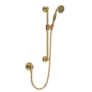 ROHL Handshower Set With 22″ Slide Bar and Single Function Handshower In Italian Brass