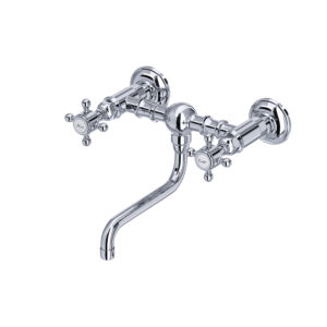 ROHL Acqui® Wall Mount Bridge Lavatory Faucet In Polished Chrome