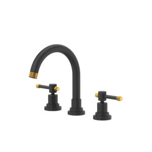 ROHL Campo™ Widespread Lavatory Faucet With C-Spout In Matte Black/Unlacqrd Brass