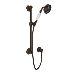 ROHL Handshower Set With 22″ Slide Bar and Single Function Handshower In Tuscan Brass