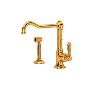 ROHL Acqui® Extended Spout Kitchen Faucet With Side Spray In Italian Brass