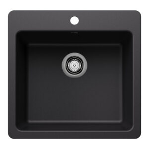 Blanco Liven SILGRANIT 21″ Single Bowl Dual Mount Kitchen Sink – Coal Black