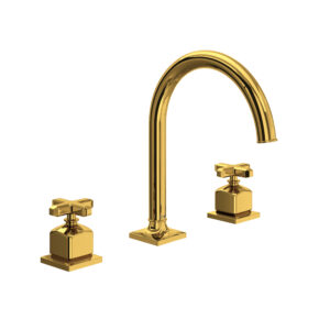 ROHL Apothecary™ Widespread Lavatory Faucet With C-Spout In Unlacquered Brass