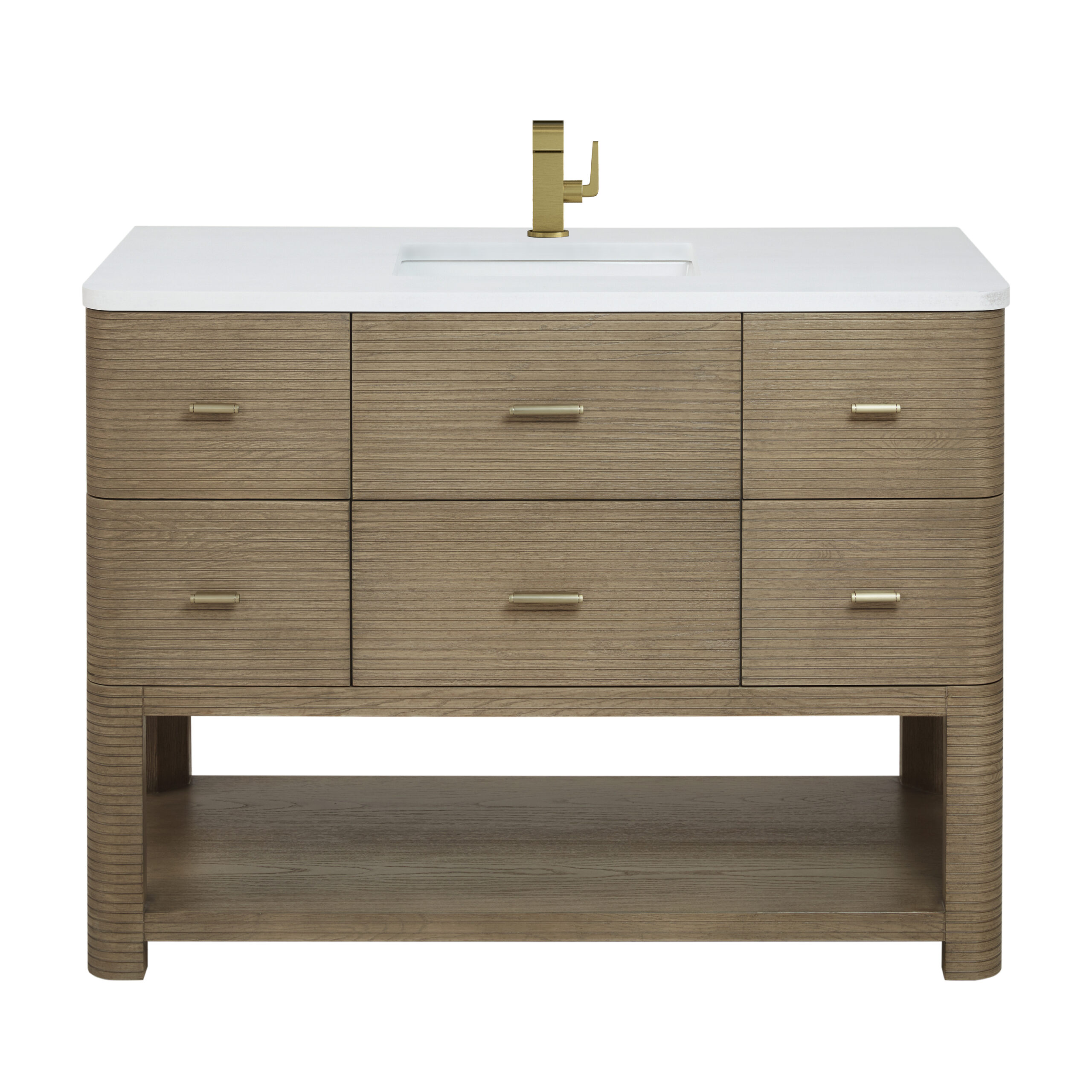 Lucian 48" Single Vanity, Pebble Oak w/ 3 CM White Zeus Quartz Top