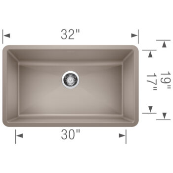 Blanco Precis SILGRANIT 32" Super Single Undermount Kitchen Sink - Truffle - Image 6
