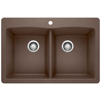Blanco Diamond SILGRANIT 33" 50/50 Double Bowl Dual Mount Kitchen Sink - Café