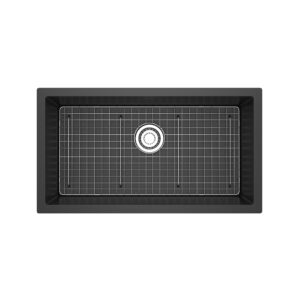 Riobel Fonsa™ 33″ Quartz Single Bowl Undermount Kitchen Sink In Black