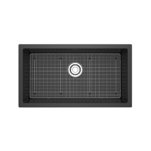 Riobel Fonsa™ 33″ Quartz Single Bowl Undermount Kitchen Sink In Black