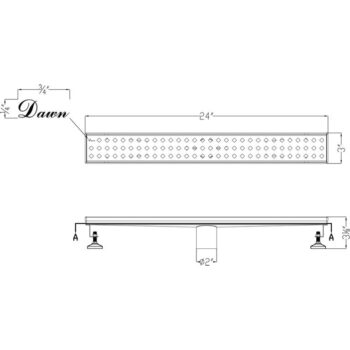Dawn® Mississippi River Series - Linear Shower Drain 24"L In Polished satin - Image 2