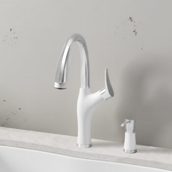Blanco Artona Pull-Down Dual-Spray Kitchen Faucet 1.5 GPM - PVD Steel/White - Image 5