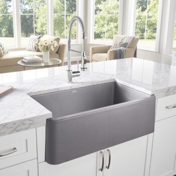 Blanco Ikon SILGRANIT 33" Single Bowl Apron-Front Farmhouse Sink - Metallic Gray - Image 4