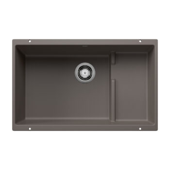 Blanco Precis Cascade SILGRANIT 29" Single Bowl Undermount Kitchen Sink with Colander - Volcano Gray