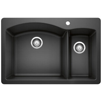 Blanco Diamond SILGRANIT 33" 70/30 Double Bowl Dual Mount Kitchen Sink - Anthracite