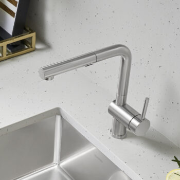 Blanco Linus Low Arc Pull-Out Dual-Spray Kitchen Faucet 1.5 GPM - PVD Steel - Image 3