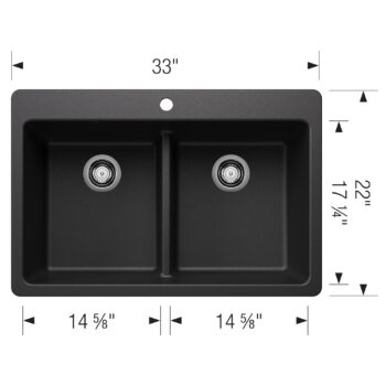 Blanco Liven SILGRANIT 33" 50/50 Double Bowl Dual Mount Kitchen Sink with Low Divide - Anthracite - Image 3