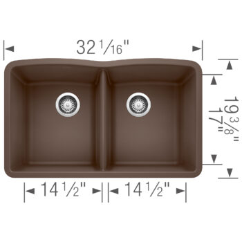 Blanco Diamond SILGRANIT 32" 50/50 Double Bowl Undermount Kitchen Sink - Café - Image 3
