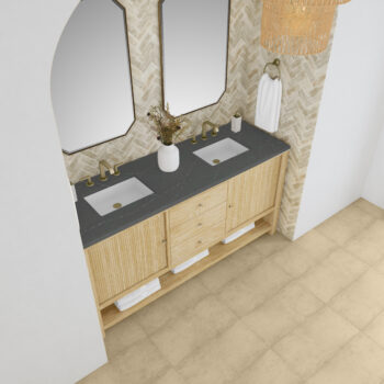 Marigot Single 72" Double Vanity, Sunwashed Oak w/ 3 CM Charcoal Soapstone Quartz Top - Image 5