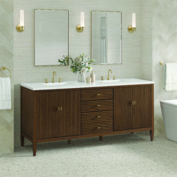 Myrrin 72" Double Vanity, Mid Century Walnut w/ 3 CM White Zeus Quartz Top - Image 3