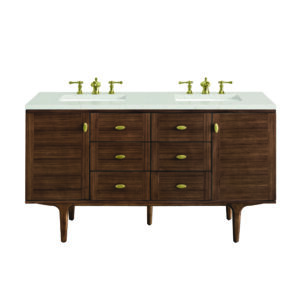 Amberly 60" Double Vanity, Mid-Century Walnut