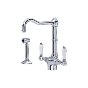 ROHL Acqui® Two Handle Kitchen Faucet With Side Spray In Polished Chrome