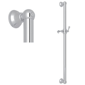 ROHL 36″ Grab Bar With Sliding Handshower Holder In Polished Chrome