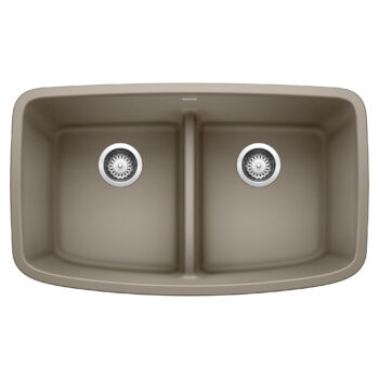 Blanco Valea SILGRANIT 32" 50/50 Double Bowl Undermount Kitchen Sink with Low Divide - Truffle