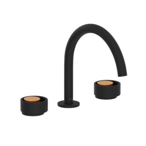 ROHL Eclissi™ Widespread Lavatory Faucet With C-Spout In Matte Black/Satin Gold