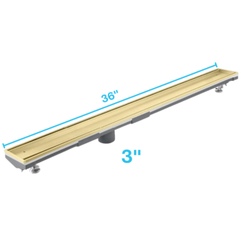 QM Lagos Series. 36" Adjustable Kit (3" High Flow outlet):  Mist (Tile-in) Line. Gold
