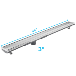 QM Lagos Series. 36″ Adjustable Kit (3″ High Flow outlet):  Mist (Tile-in) Line. Satin