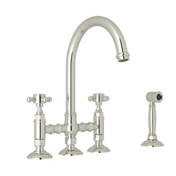 ROHL San Julio® Bridge Kitchen Faucet With Side Spray In Polished Nickel