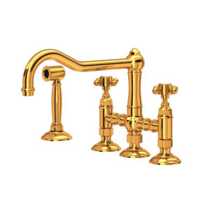 ROHL Acqui® Bridge Kitchen Faucet With Side Spray In Italian Brass