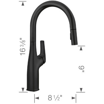 Blanco Rivana High-Arc Pull-Down Dual-Spray Kitchen Faucet 1.5 GPM - Matte Black - Image 7