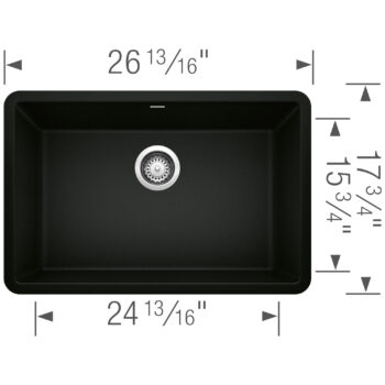 Blanco Precis SILGRANIT 27" Single Bowl Undermount Kitchen Sink - Metallic Gray - Image 3