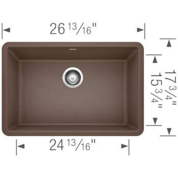 Blanco Precis SILGRANIT 27" Single Bowl Undermount Kitchen Sink - Cinder - Image 3